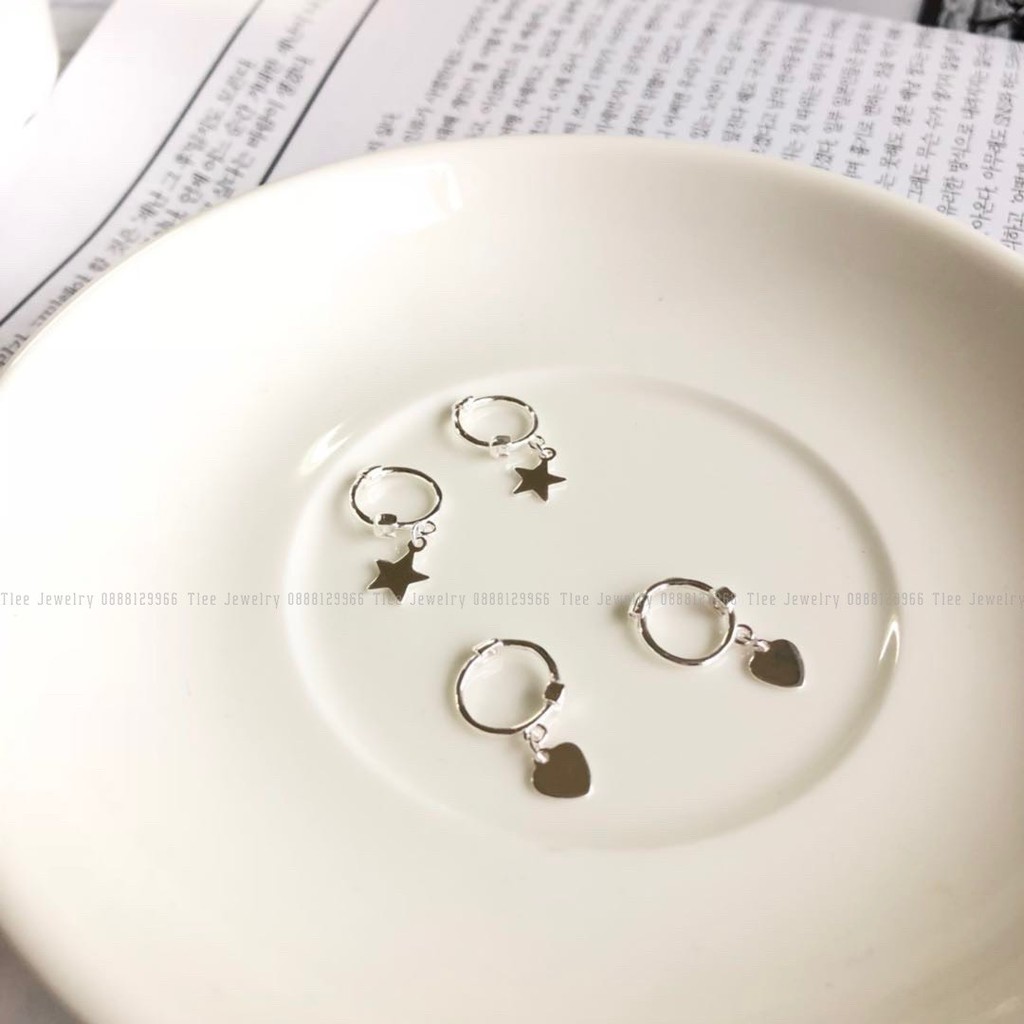 Khuyên tai bạc TLEE thánh giá, trái tim, sao, bi cá tính TleeJewelry B0283