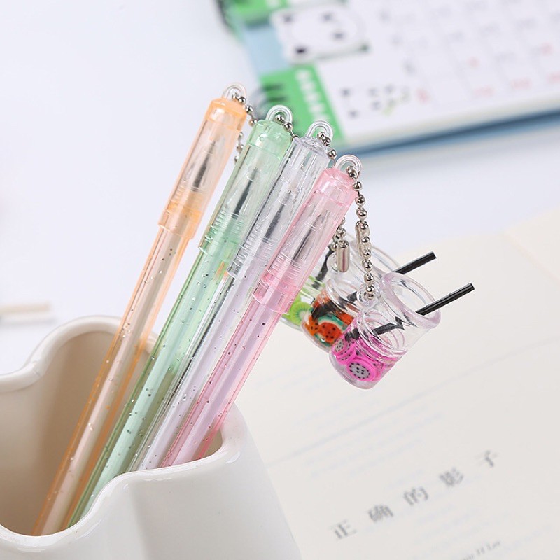 Bút bi nước móc cốc nước mực xanh - tím