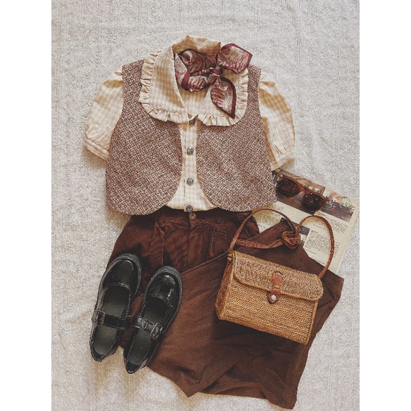 Gilet vintage 2 mặt
