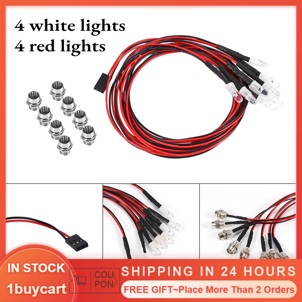Set đèn 8 LED 4 đỏ trắng làm pha tiện dụng cho xe mô hình 1/10 Crawler