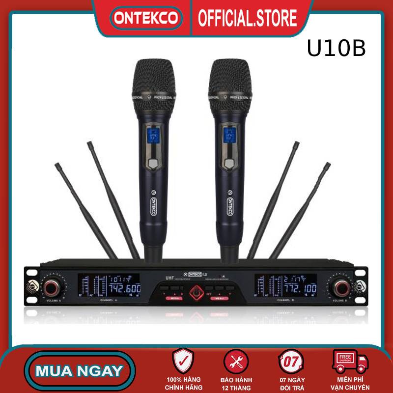 [BẮT SÓNG 120 MÉT] Bộ micro không dây ONTEKCO U10b hát karaoke cao cấp chính hãng