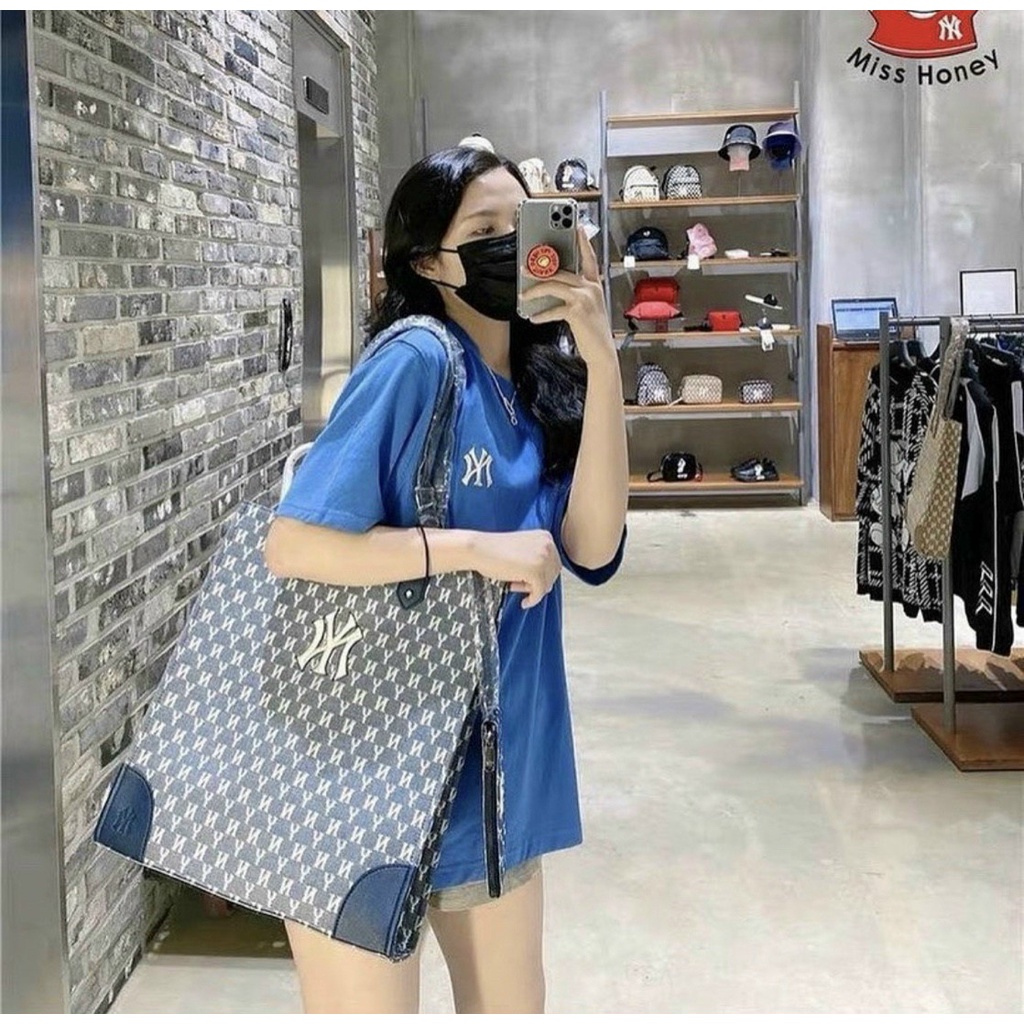 túi tote mlb siêu hot kèm ví nhỏ size 36*38*8cm xanh đen