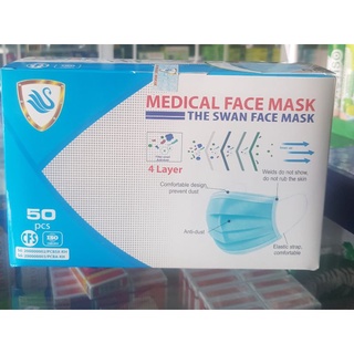 Khẩu trang màu xanh 4 lớp kháng khuẩn medical face mask công ty thiên nga biển hộp 50 cái