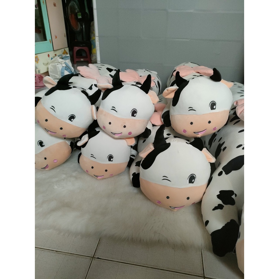 Gấu Bông Bò Sữa Cánh Tiên 1m2 tphcm, Bò sữa Cute Chất Liệu Vải Miniso Cao Cấp, Bò Sữa Nằm Nháy Mắt Salome