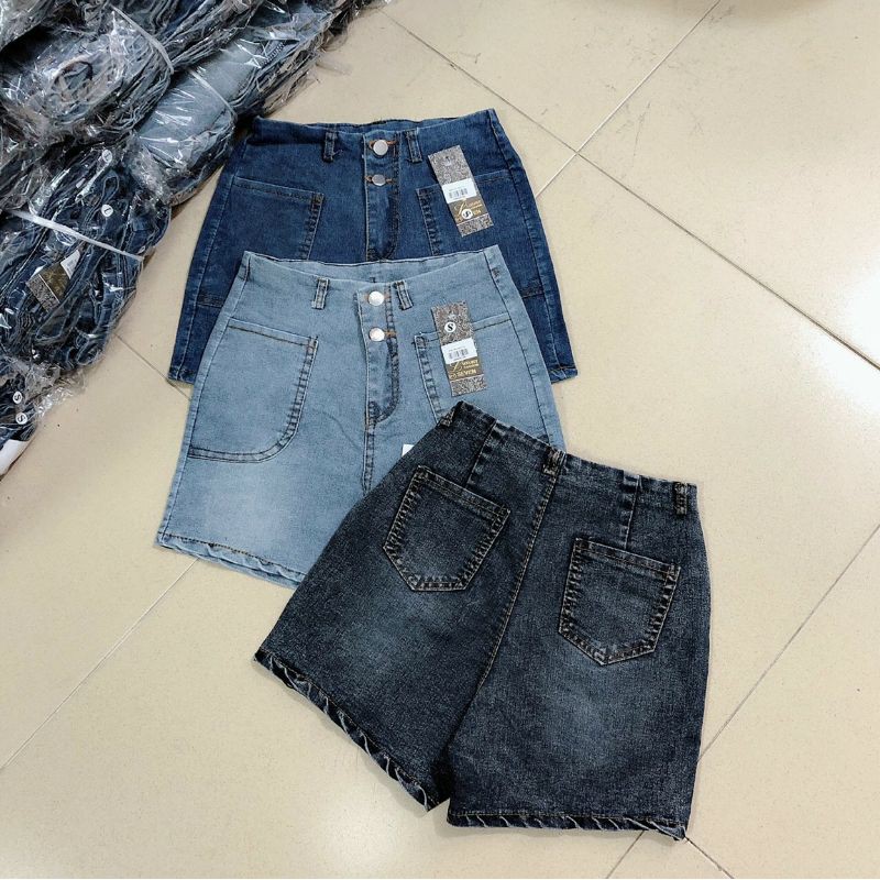 Quần shorts jeans 2 nút cao cấp