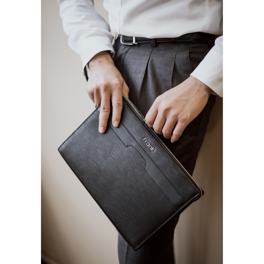 Túi Clutch Cầm Tay Nam Da Bò Epi Cao Cấp FRANK Mark Pouch Clutch Nhiều Ngăn Sang Trọng Tiện Dụng