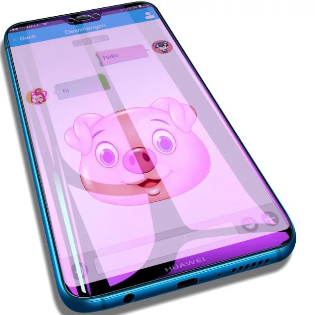 Cường lực Huawei Nova 3e tím chống tia UV hại mắt tặng keo mép giấy lấy bụi (gần full màn)