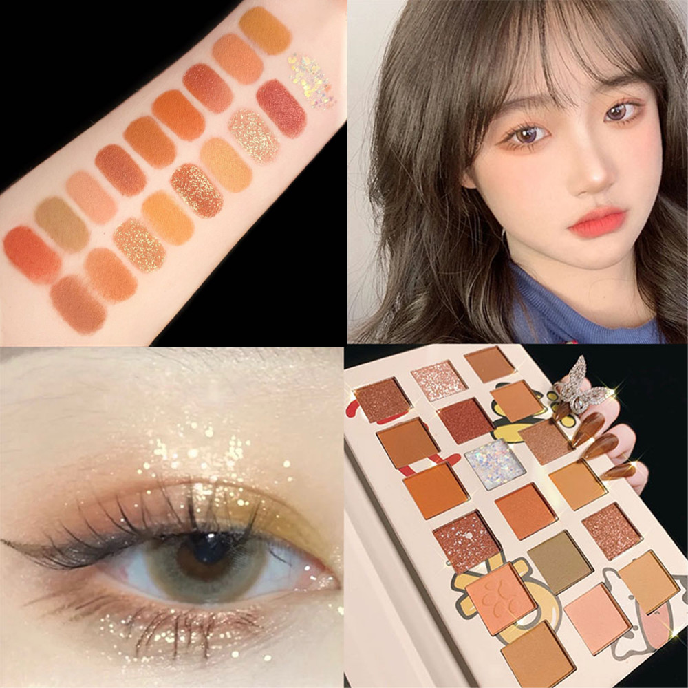 [Hàng mới về] Bảng phấn mắt 18 màu chống thấm nước lâu trôi thời trang thiết kế phong cách bò sữa dễ thương