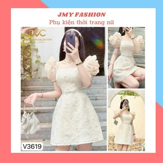 V3619 Váy be hoa nổi dáng A ngắn [(Dolce Viva Colection-DVC)] váy đầm tiểu thư phối tay voan bồng sang chảnh nữ tính