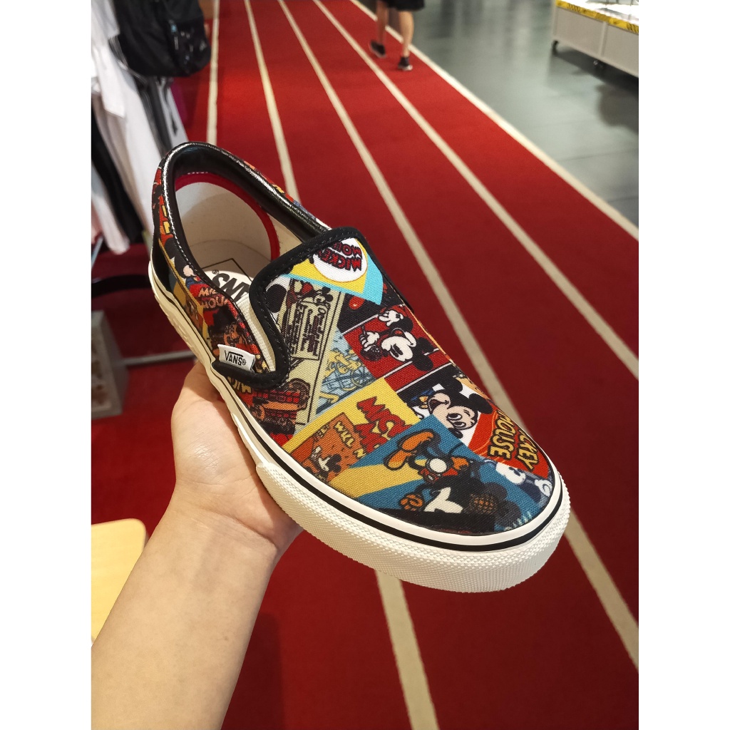 Vans Disney Mickey Mouse Graffiti Low Cut Couple Unisex Casual Canvas Skate Shoes Slip-on#100% Ori