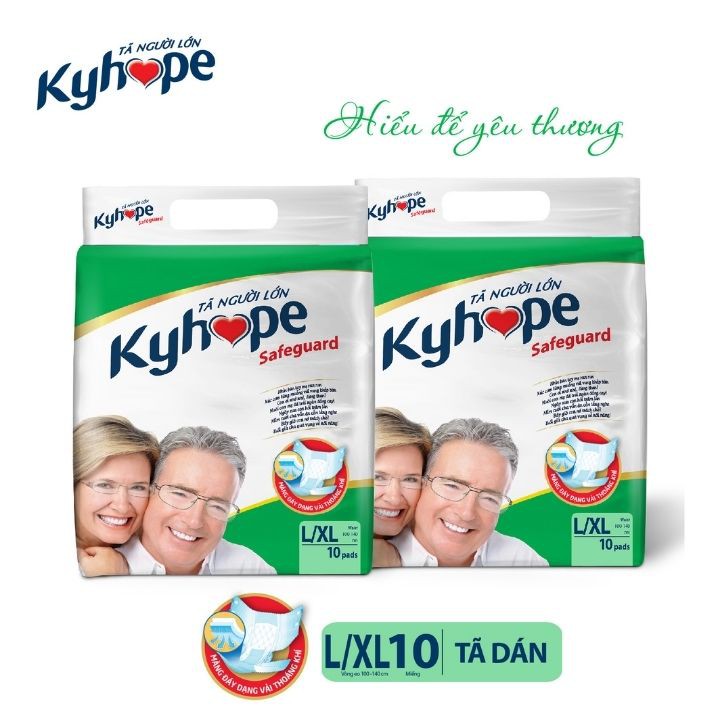 Combo 5 bao tã dán KYHOPE người lớn Safeguard L/XL10 miếng (Vòng eo 100cm - 140cm)