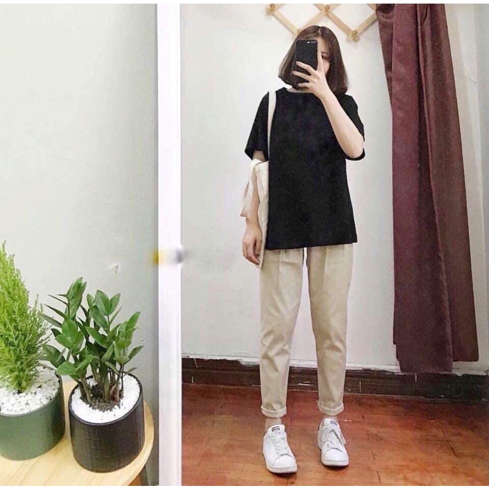 quần kaki xắn ống