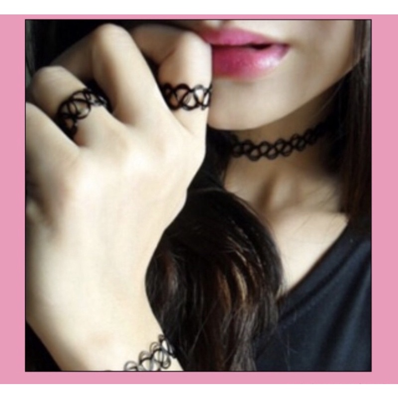 DÂY CHUYỀN CHOKER, VÒNG TAY TATOO đen, vòng cổ lắc tay phụ kiện thời trang cá tính