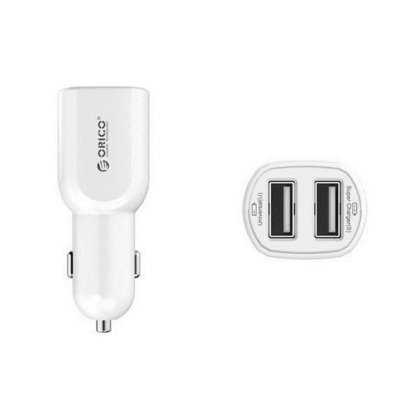 Sạc 2 Cổng Usb Cho Thiết Bị Di Động Trên Xe Hơi Orico UCA 2U WH màu đen, trắng cổng tẩu thuốc