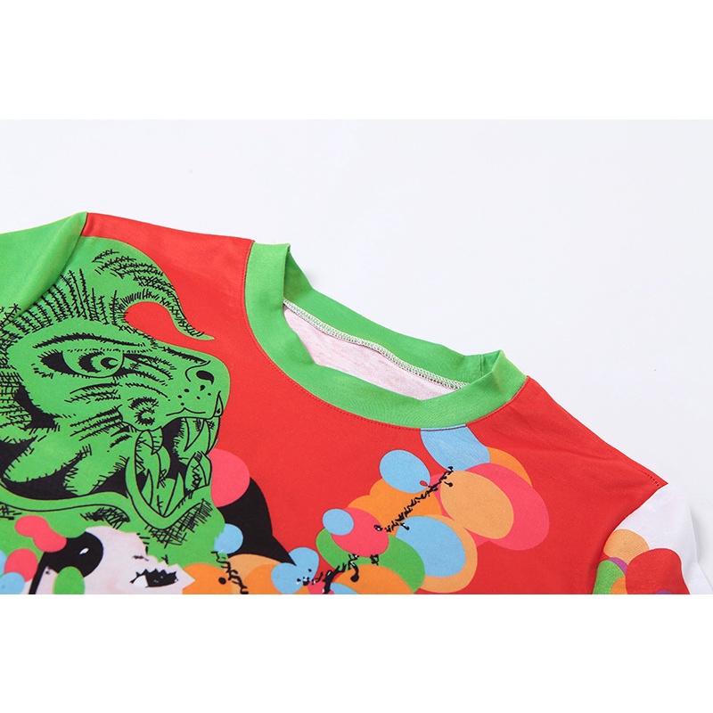 Áo Thun Tay Ngắn Cổ Tròn In Họa Tiết Nghệ Thuật Phong Cách Đường Phố Cho Nữ