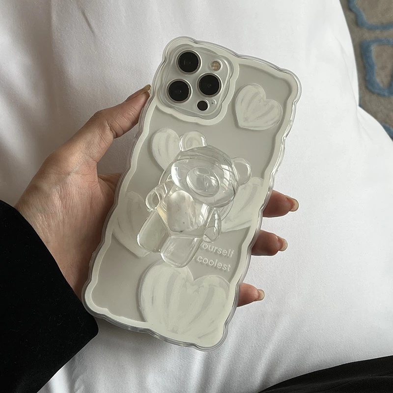 Ốp Điện Thoại Mềm Trong Suốt Họa Tiết Gợn Sóng Có Vòng Đỡ Cho for iPhone 13Pro Max 12 11 Pro Max XR X XS 7 8 Plus SE3 20202