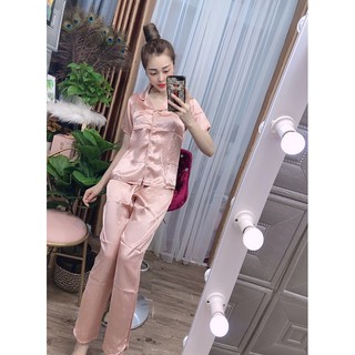 (XẢ KHO) Bộ pijama lụa phối sang chảnh