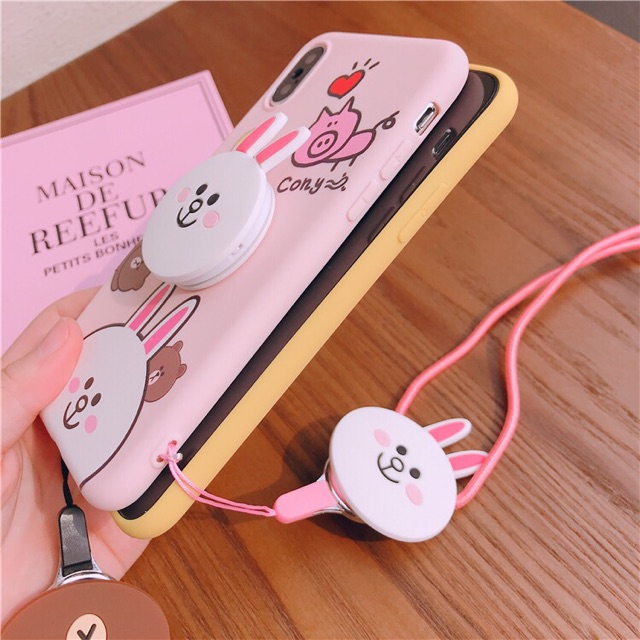 [IPHONE] Ốp Lưng Thỏ Cony (kèm pop, không kèm dây) cho iph 5/5s/6/6s/6pl/,6spl/7pl/,8pl/,x/xs/xs max