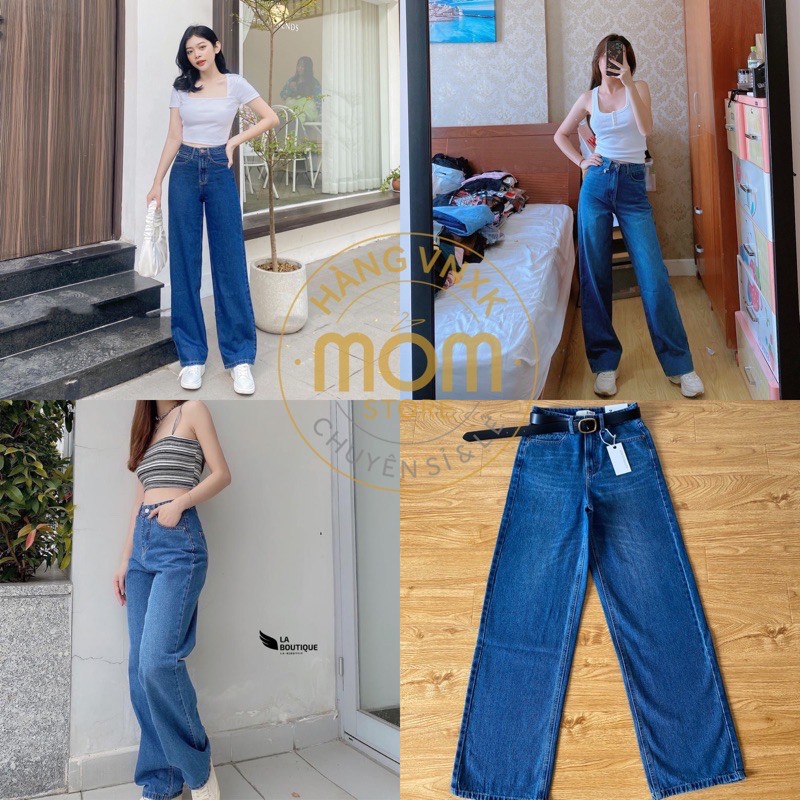 Quần Jeans Suông Culottes Dáng Dài Xuất Chuẩn