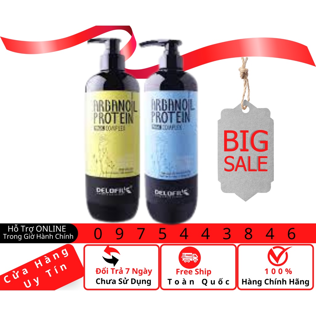 Dầu Gội Xả Delofil Arganoil Protein 800ml Giảm Gãy Rụng, Phục Hồi Tóc Hư Tổn, Khô Xơ. Hàng Chính Hãng