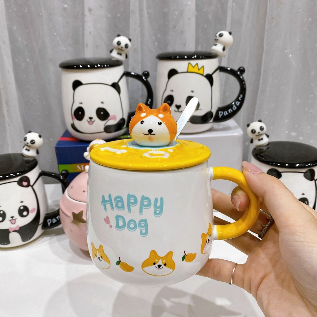 Cốc sứ uống nước phi hành gia, corgi, gấu trúc