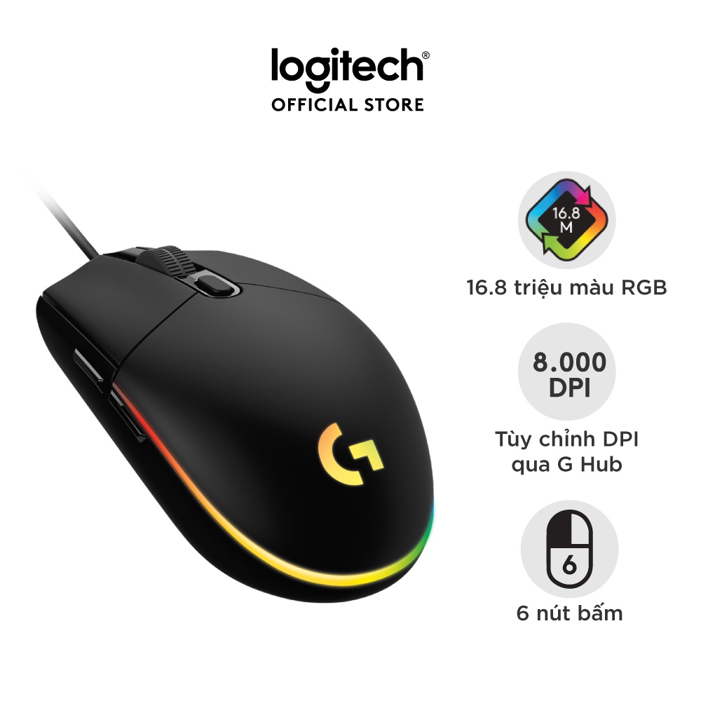 [Mã ELLOGIWL5 giảm 10% đơn 500K] Chuột game có dây Logitech G102 Lightsync – Tùy chỉnh RGB, 6 nút lập trình, nhẹ
