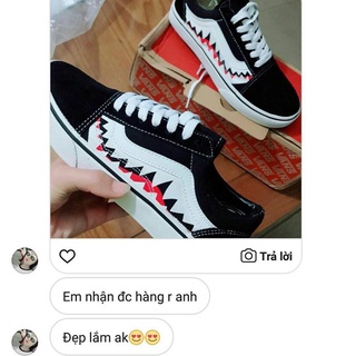 XẢ KHO TÊT COMBO GIẦY V.A.N.S O.L.D S.K.O.O.L  CUSTOM HÀM CÁ MẬP VÀ TẤT VINTAGE  (  FULL BOX - FULL TAG ) ((