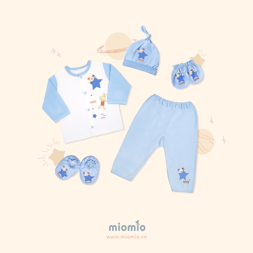 Set 5 Món Đồ Dài Sơ Sinh MIOMIO - In Hình Cho Bé Trai, Bé Gái (Từ 0-3M), Vải Cotton