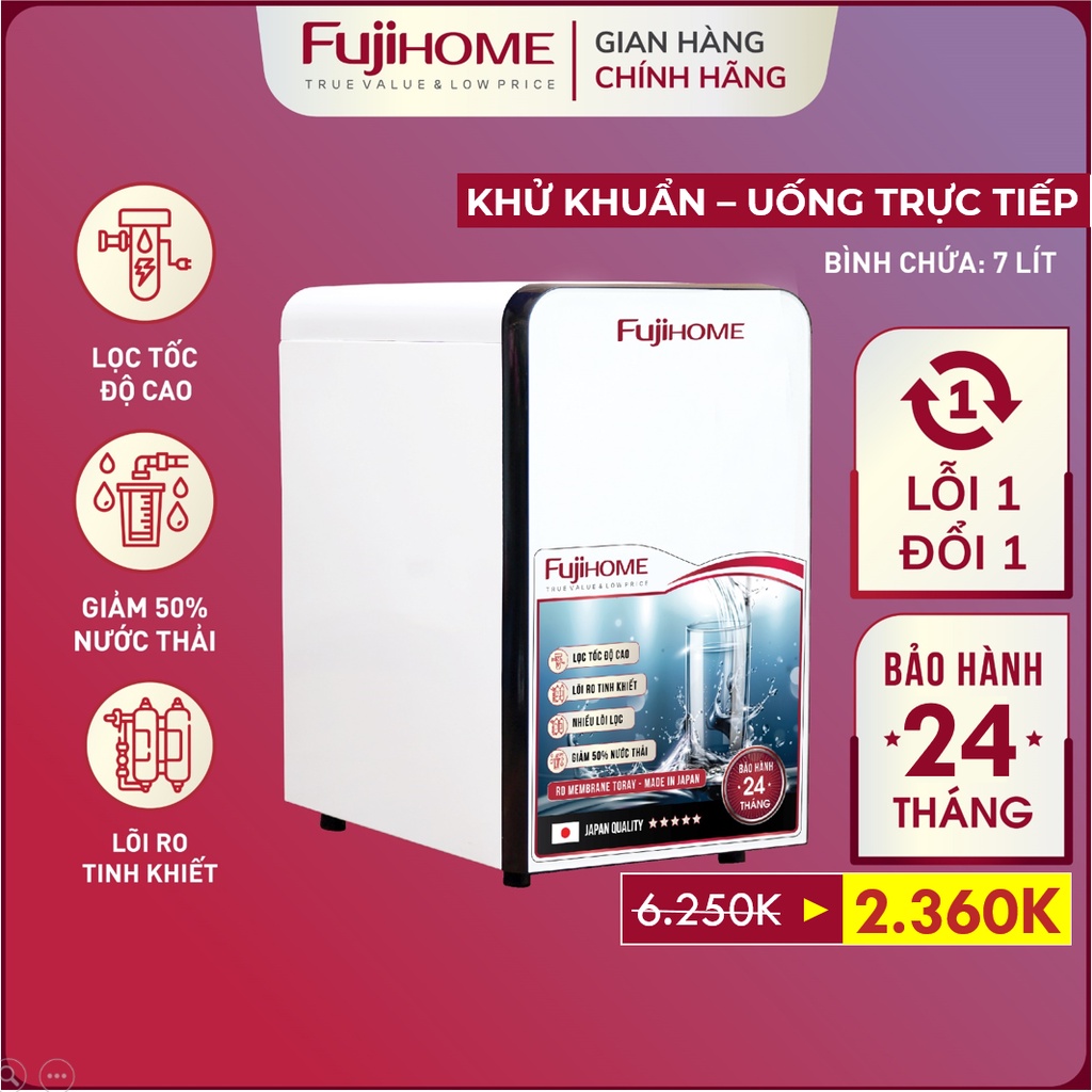 Máy lọc nước RO gia đình 9 cấp lọc uống trực tiếp Fujihome (Bao gồm tủ cường lực), Thiết bị bộ lọc nước sinh hoạt thô