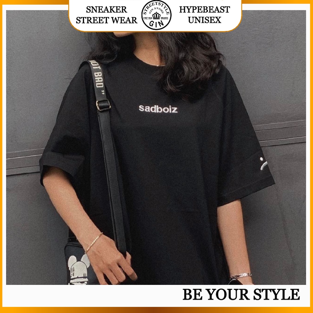 Áo thun trơn tay lỡ Sad Boiz Sad Boy phông Unisex form rộng oversize Ulzzang - Gin Store
