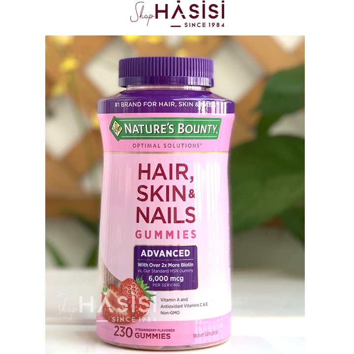 Kẹo Dẻo Đẹp Da, Móng &amp; Tóc  NATURE'S BOUNTY - Hair, Skin &amp; Nails Gummies (230 Viên)