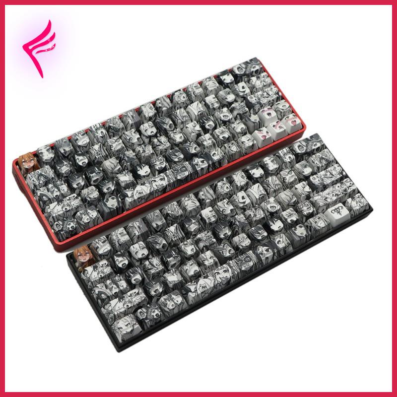 Bộ 71 nút bàn phím họa tiết PBT Ahegao Dye Sublimation OEM Anime cho bàn phím GK61 GK64
