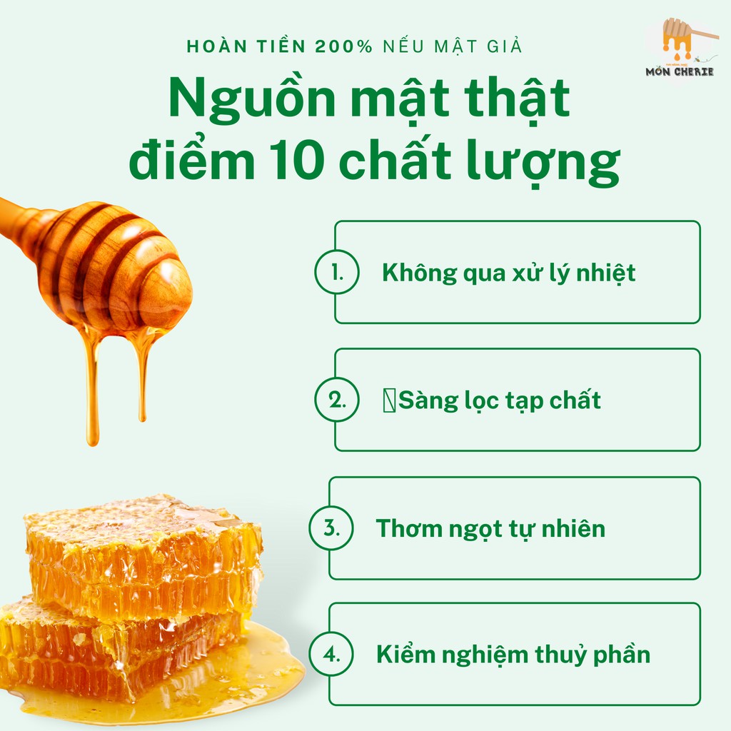 [250ml] Mật Ong Hoa Nhãn Nguyên Chất Mon Cherie Honey Loại Thơm Ngon Nhất