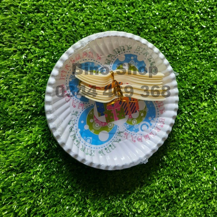 10 Đĩa Giấy Sinh Nhật Kèm Nĩa