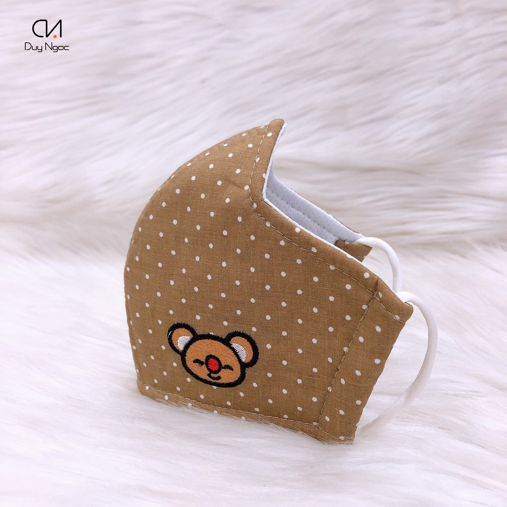 Khẩu Trang Vải Trẻ Em Trung Bi Nhỏ Duy Ngọc- kiểu truyền thống cho bé 3 đến 7 tuổi- chống tia UV, an toàn cho da