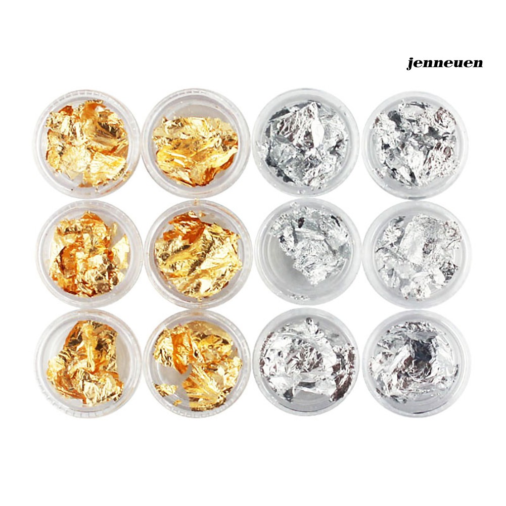 [Hàng mới về] Bộ 12 hộp giấy bạc trang trí móng tay nghệ thuật