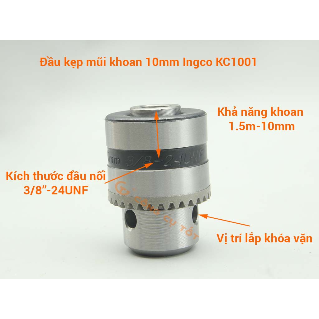 Đầu khoan 10mm INGCO KC1001
