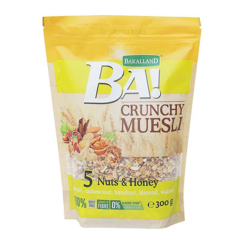 (5 loại) Ngũ cốc Bakalland Crunchy Muesli gói 300gr