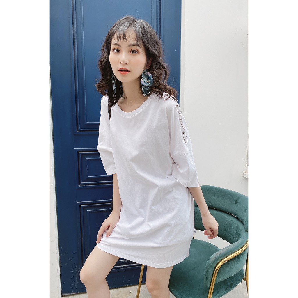 Đầm thun tay lửng khuyên tròn - 92Wear