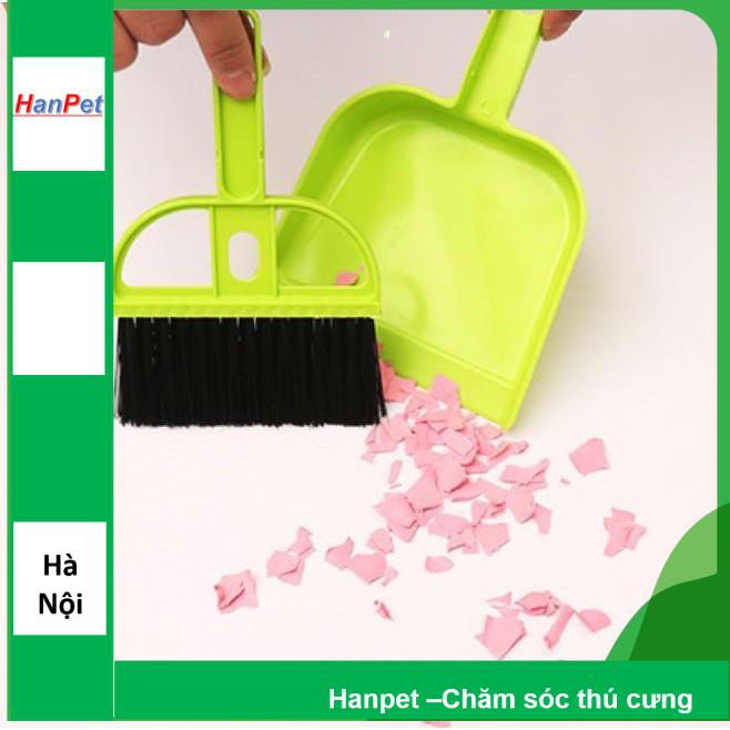 HN-SP439 - Bộ hót phân chó mèo kèm chổi MINI (hanpet 4711792) kích thước 13x12cm, xẻng Hót kít chó / vệ sinh chó mèo