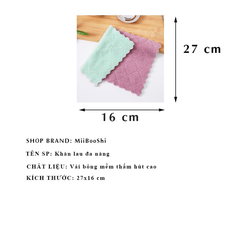 Khăn lau bếp đa năng 2 mặt siêu thấm giá 1k kích thước 27x16 cm MIIBOOSHI SF1301