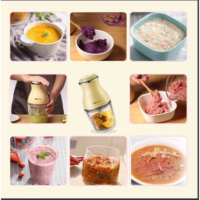 Máy Xay Đồ Ăn Dặm Cho Bé, Xay Sinh Tố, Xay Thịt Đa Năng Bear QSJ-B02U2 Dung Tích 0.6L Hàng Chính Hãng