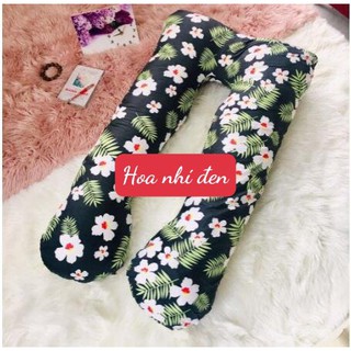 Sài gòn Gối ôm bà bầu chữ u loại gối to MẪU hoa bướm hồng