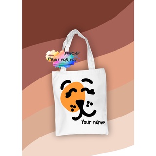 Túi vải canvas tote custom name lên túi với họa tiết so cute “dog face – custom name”