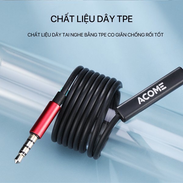 ACOME AW05 Tai nghe nhét tai có dây âm thanh HD trong rõ nghe nhạc chơi game có micro đàm thoại cổng 3.5mm