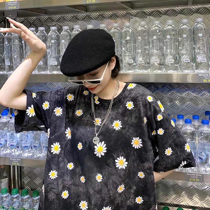 ÁO THUN LOANG HOA CÚC OVERSIZE - ÁO PHÔNG FORM THỤNG TAY LỠ DÁNG RỘNG LOANG MÀU