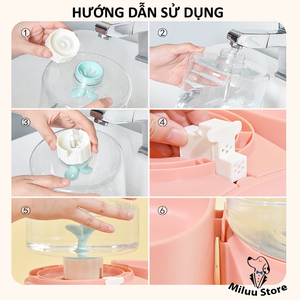 Bát Ăn Bình Cấp Nước Tự Động Cho Chó Mèo -Bát Ăn Cấp Nước Tự Động Cho Chó Mèo Dung Tích Lớn Mầm Cây Dreampet (PKW027)