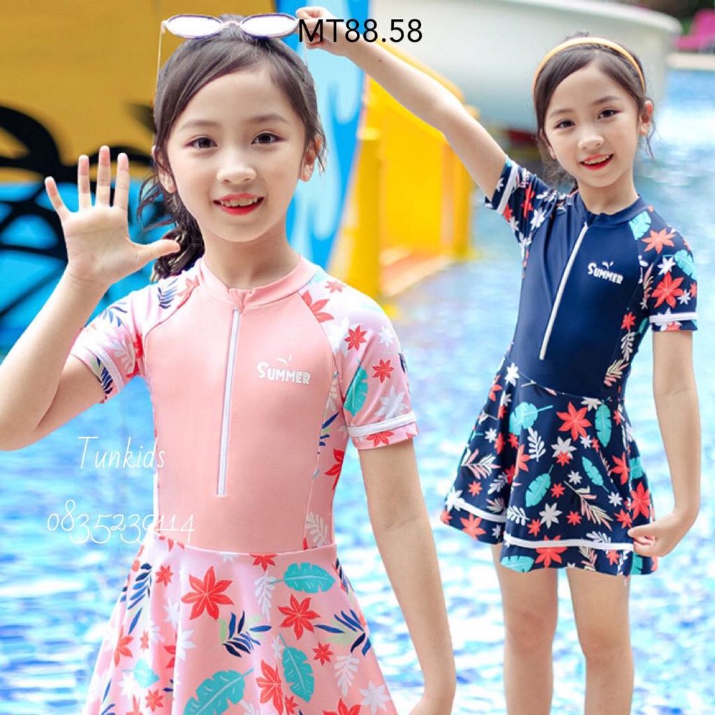 Bikini đồ bơi liền váy cao cấp họa tiết hoa lá hàng quảng châu