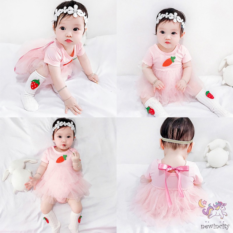 Jumpsuit Phối Đầm Tay Ngắn Hoạ Tiết Hoạt Hình Phong Cách Hàn Quốc Cho Bé