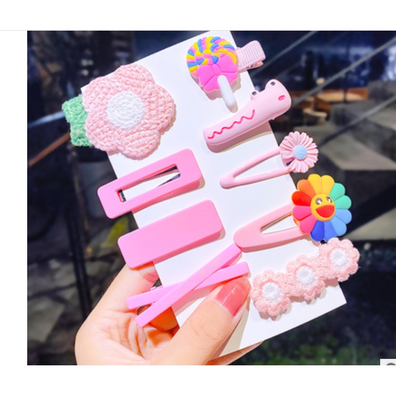 Kẹp tóc mái bé gái nhiều kiểu siêu dễ thương, combo gồm 8 chiếc nhiều kiểu, hàng chất lượng